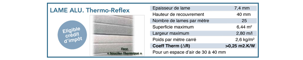 Bloc-baie - Lame Alu thermo-reflex
